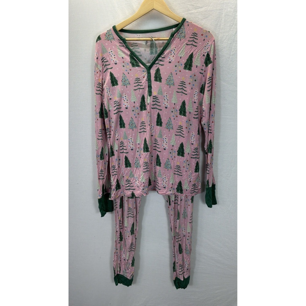 Little Sleepies Pajama Set Womens MD Christmas Twinkling Trees Family PJs